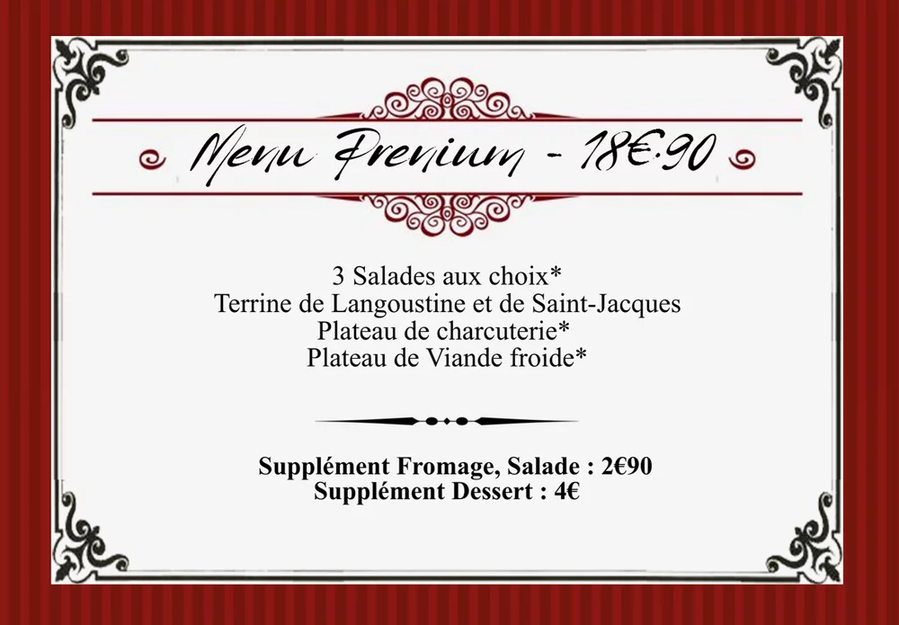 Menu traiteur Premium